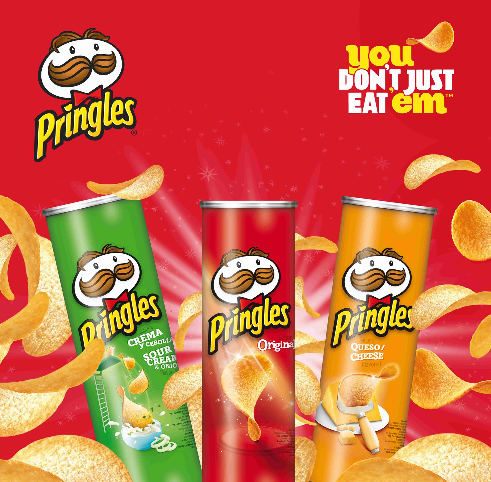 classic flavors of Pringles in three big cans